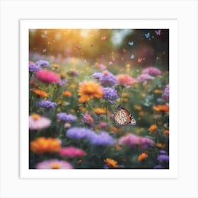 Whimsical Butterfly Field Art Print