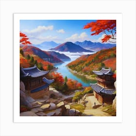 Korean beautiful Village landscape Art Print