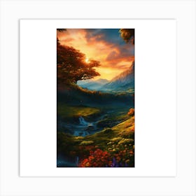 Sunset In The Forest 9 Art Print