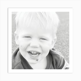 Black And White Portrait Of A Toddler Art Print