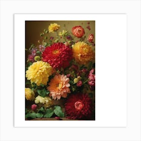 Dahlias In Vase Art Print