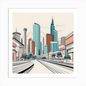 Las Vegas Skyline Minimalistic Drawing Art Print