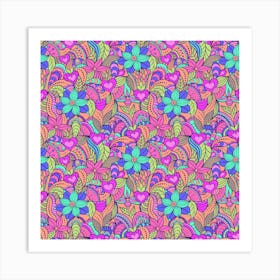 Abstract Hippy Flowers 10 Art Print