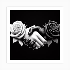 Black And White Roses Art Print