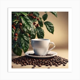 Coffee Cup With Coffee Beans 15 Art Print