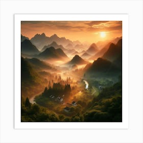 Sunrise In The Mountains 7 Art Print