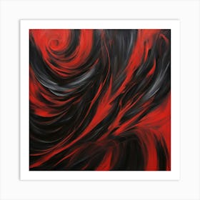 Abstract Red Black Painting Art Print