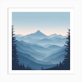 Misty mountains background in blue tone 26 Art Print