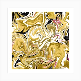 Gold And Black Swirls Art Print