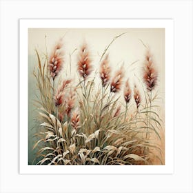 Flower Motif Painting Fountain Grass 1 Art Print Art Print