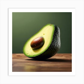 Avocado On A Wooden Table Art Print