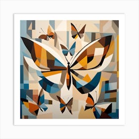 A Cubist Interpretation Of Butterflies In Flight 1 Art Print