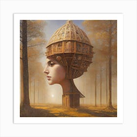 Female Head In The Woods Art Print