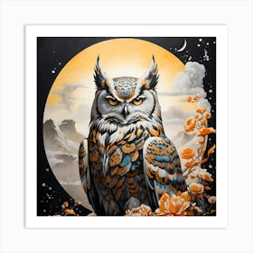 Owl in the forest Art Print