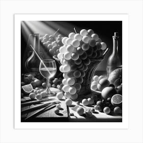 Black And White Grapes Art Print