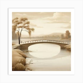 Bridge Over river beige Art Print