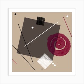 Decadence 1 - abstract art composition beige black white brown geometry modern minimal contemporary square Art Print