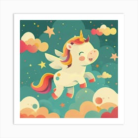 Smiling Unicorn Nursery Wall Art Art Print