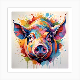 Vibrant Pig Art Painting Art Print