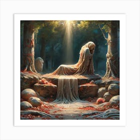Lone Figure In The Forest Art Print