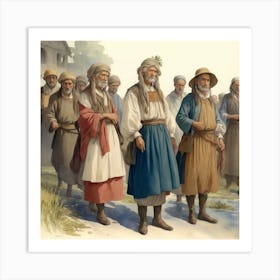 Men In Traditional Clothing Art Print