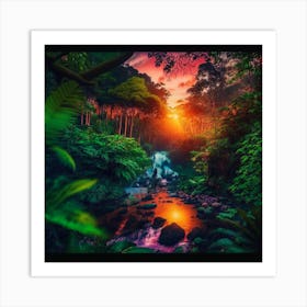 Sunset In The Jungle 3 Art Print