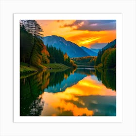 Sunset In The Mountains Art Print