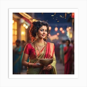 Woman In A Sari Art Print