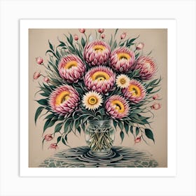 Proteas In A Vase Art Print