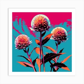 Andy Warhol Style Pop Art Flowers Globe Amaranth 1 Square Art Print