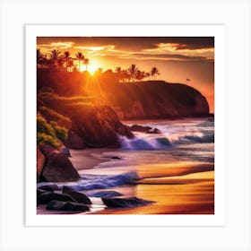 Sunset At The Beach 197 Art Print