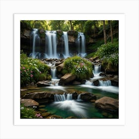 Waterfall In The Forest 97 Art Print