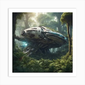 782610 Crashed Spaceship In A Dense Forest, Surrounded By Xl 1024 V1 0 Art Print