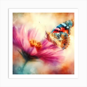 Butterfly On A Flower 3 Art Print