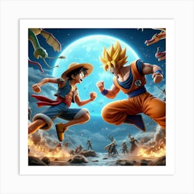 Dragon Ball Z vs One Piece 2 Art Print