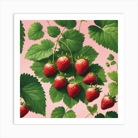 Strawberry Wallpaper Art Print