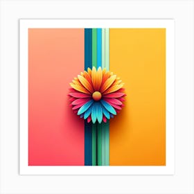 Colorful Flower On A Colorful Background 1 Art Print
