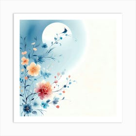 Chinese Floral Background Art Print