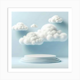 White Cloud On A Blue Background Art Print