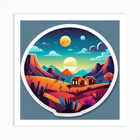 Desert Landscape Sticker Art Print