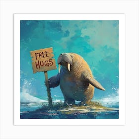 Walrus Offers Free Hugs Art Print
