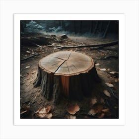 Tree Stump In The Forest 5 Art Print