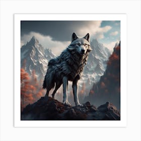 Wolf In The Mountains Art Print