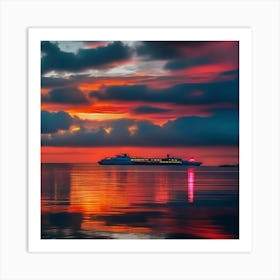 Sunset Cruise Ship 6 Art Print