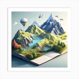 3d Book Illustration Art Print