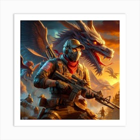 Soldier and Dragon Art Print