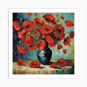 Vase With Poppies, Van Gogh Art Print 4 Art Print