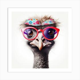 Ostrich In Glasses Art Print