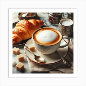 Coffee And Croissants Art Print