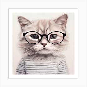 Cat With Glasses Art Print